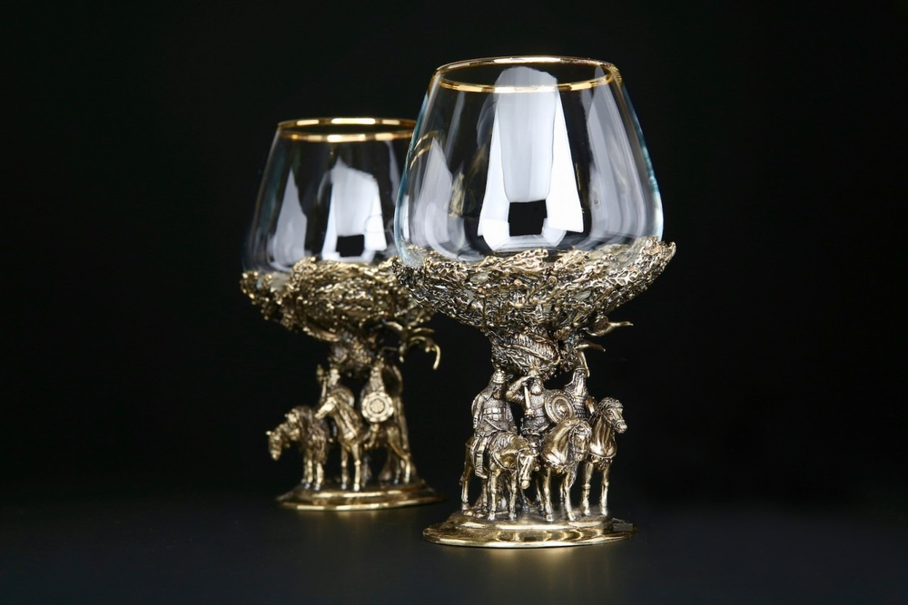 Набор бокалов для коньяка «Три богатыря» 2 шт. в подарочном футляре с художественным оформлением