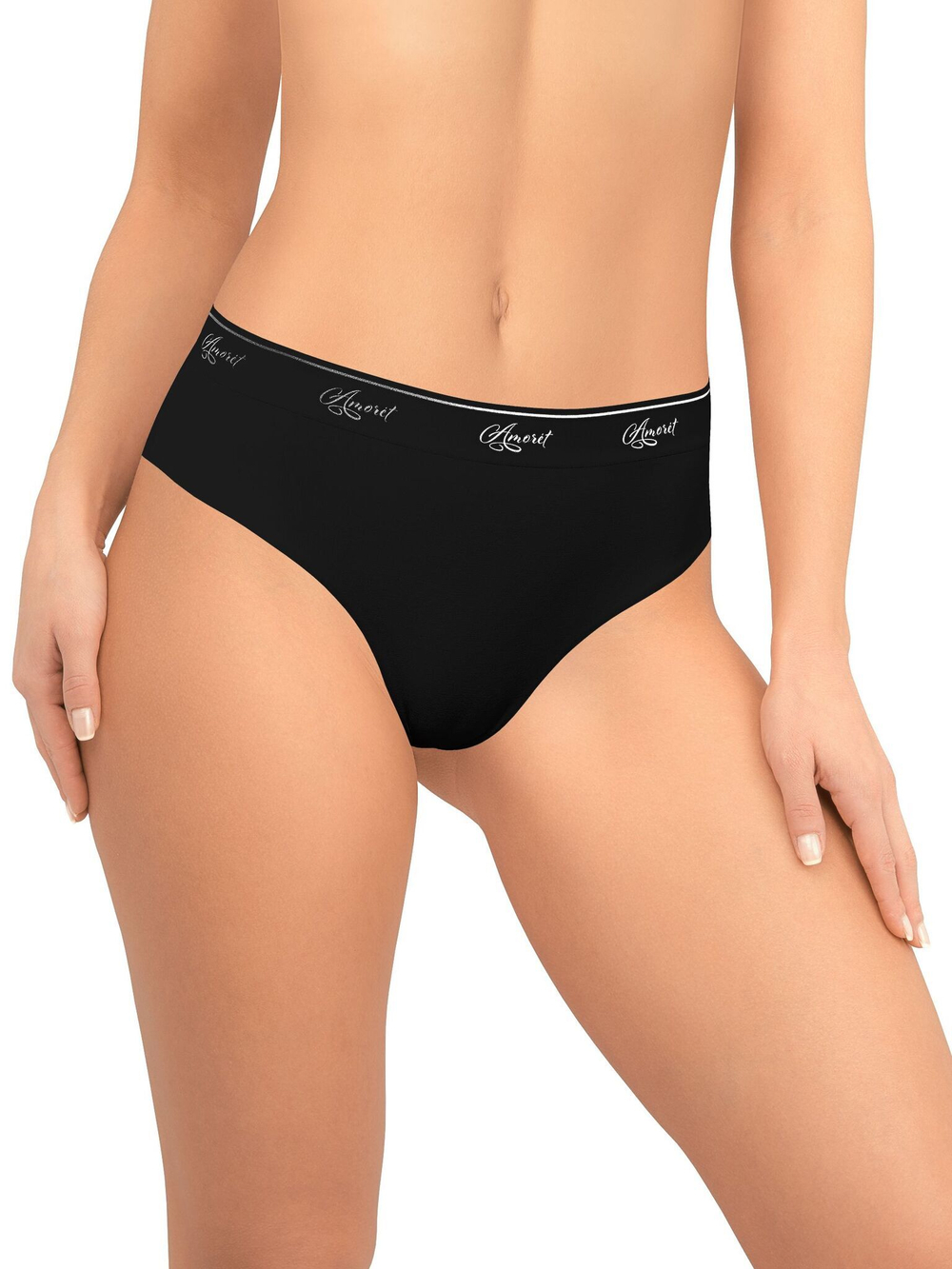 Трусики-бразилиана из двойного хлопкового полотна (Размер: M) (Цвет: черный)