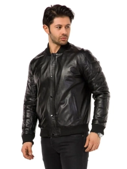 Мужская куртка из натуральной кожи, бомбер кожаный мужской