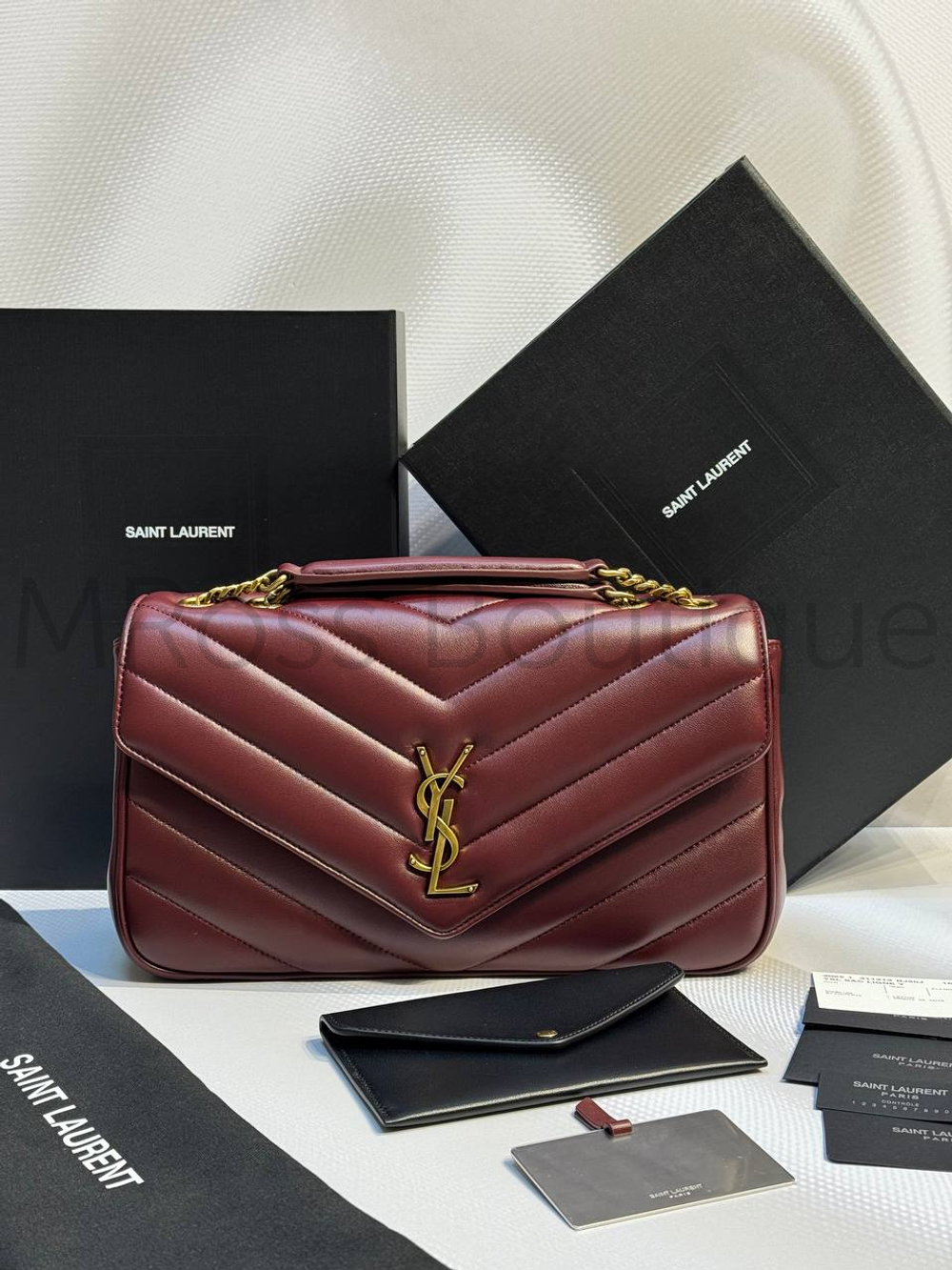 Женская сумка Yves Saint Laurent Small Loulou Matelasse бордового цвета средняя