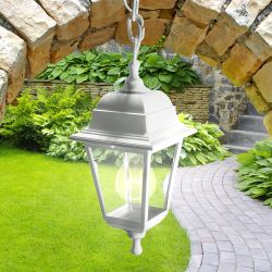 Садово-парковый светильник ЭРА НСУ 04-60-001 белый 4 гранный подвесной IP44 Е27 max60Вт