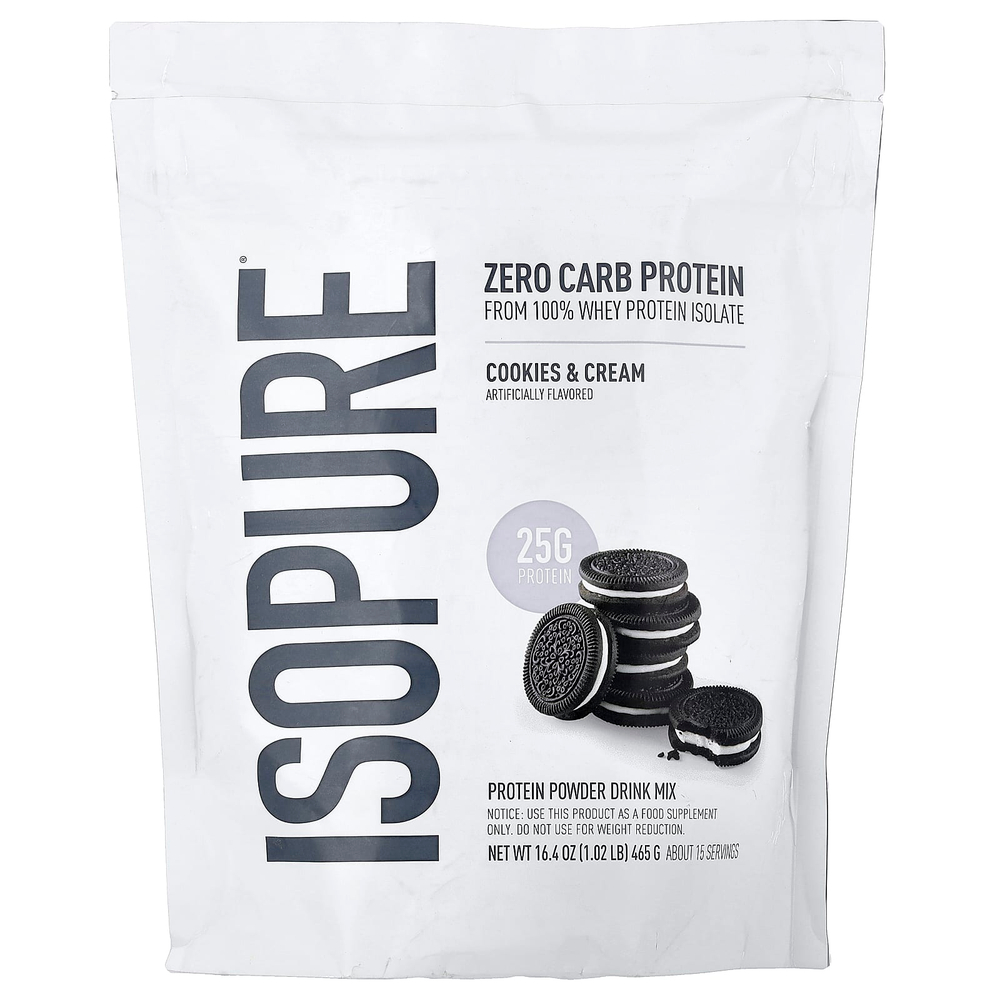 Isopure, протеиновый порошок без углеводов, печенье и крем, 465 г (1,02 фунта)
