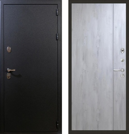 Входная металлическая дверь Лекс  Рим № 73 Дуб тревис серый/ Черный шелк