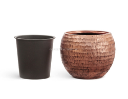 Кашпо TREEZ Effectory - Metal - Полусфера - Розовая медь Чеканка