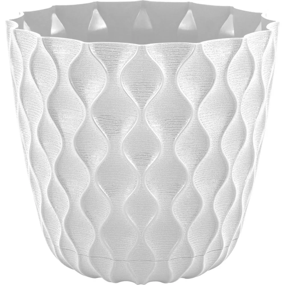 Горшок для цветов InGreen Wave с дренажной сеткой и съемным поддоном 0,65л,D115мм,белоснеж