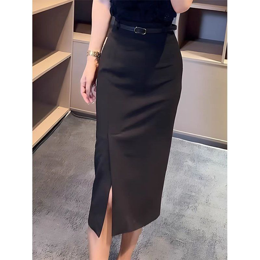 Женская классическая черная юбка-карандаш длины миди