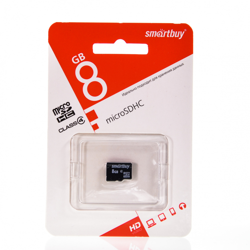 Micro SDHC карта памяти 8ГБ SmartBuy Class 4