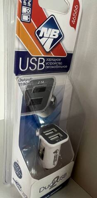 ШТЕКЕР-зарядка 2USB короткий 12v-24v 2,1А 5V Nova Bright 46566
