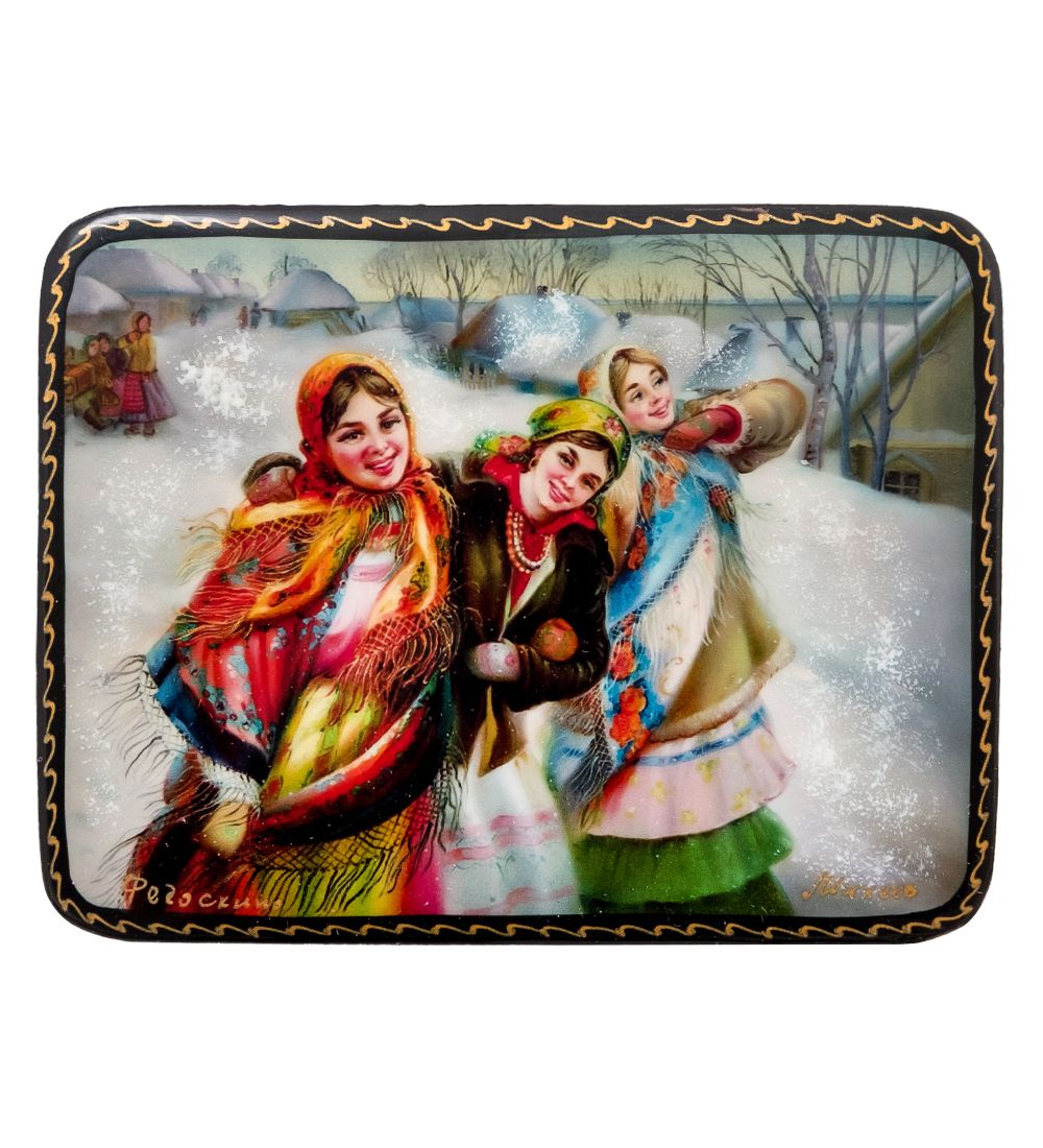 ШК-19/64 Шкатулка в технике декупаж «Девчата» (10х8х3,5)