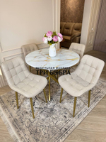 Круглый раздвижной стол "Золотой мрамор", и стулья "Бостон" бежевые