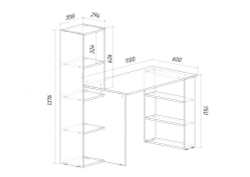 Стол письменный СП-4 1380х600х1440, цвет белый