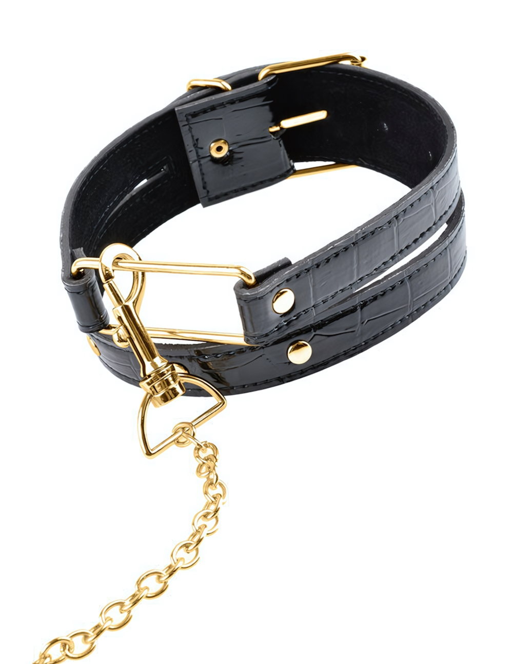 Ошейник Fetish Fantasy Gold Collar & Leash с поводком (черный с золотом) (Цвет: черный с золотым)