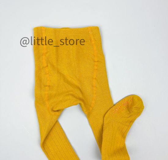 Колготки хлопковые "Полоска" со стоперами, Горчица