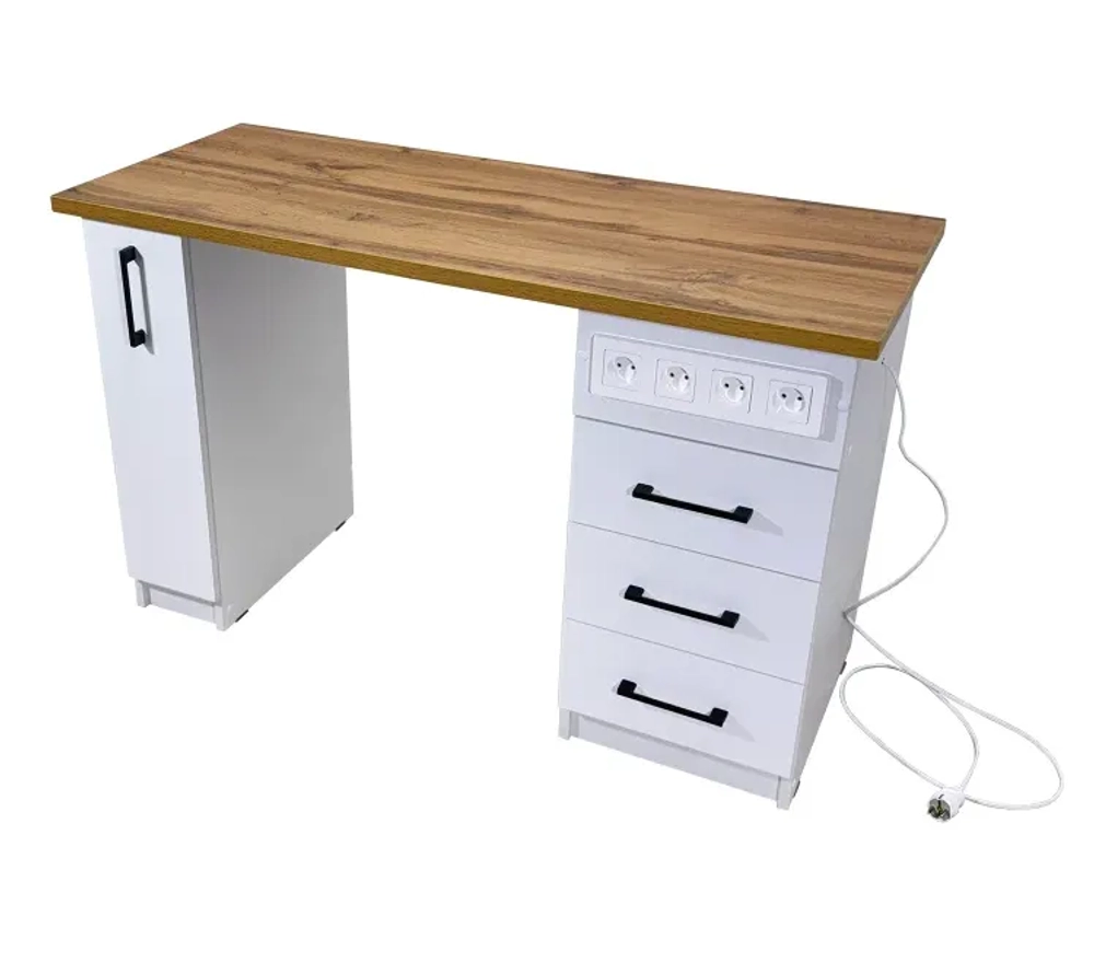 Маникюрный стол с розетками и бутылочницей (слева)