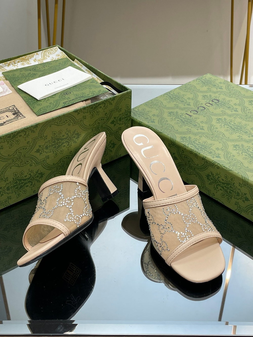 Gucci GG Mid-Heel Slide Sandal 7.5 cm