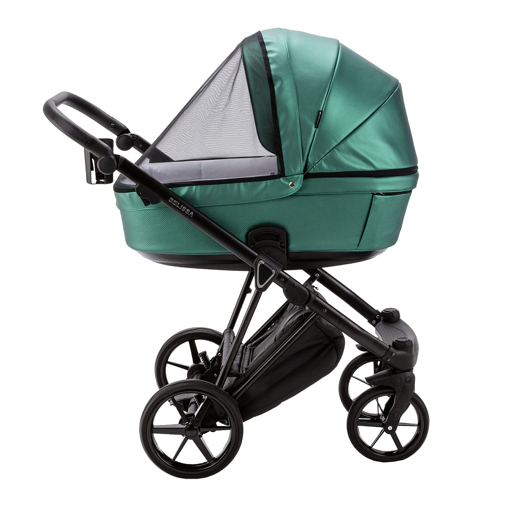 Детская коляска Adamex Belissa Deluxe 3 в 1 B-SM01 (ИЗУМРУД. ПЕРЛ 100% КОЖА)