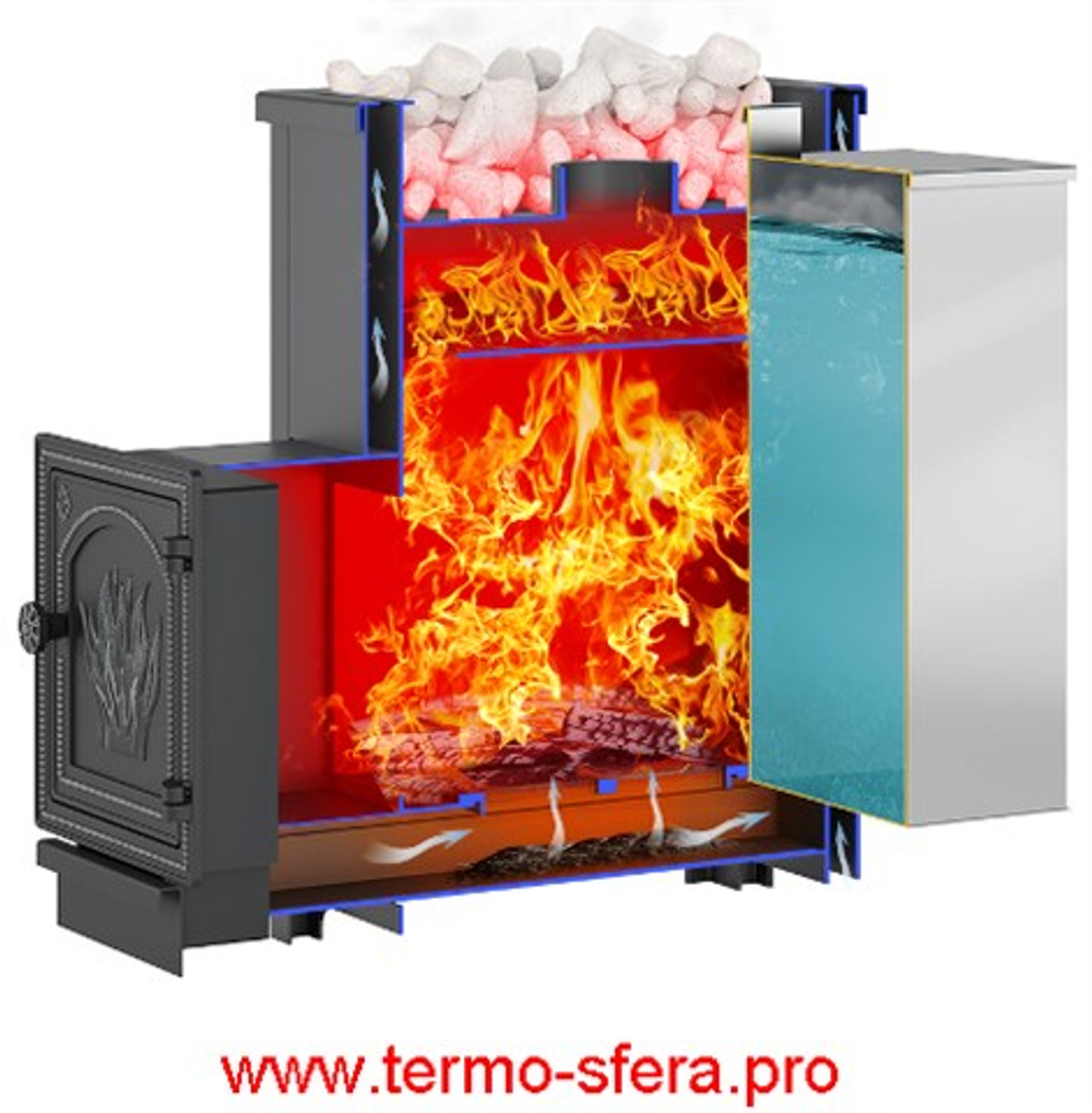 Печь ВЕЗУВИЙ Русичъ «АКВА» 22 (ДТ-4) с баком 40л