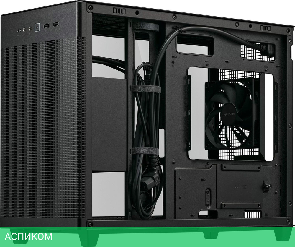 Корпус ASUS PRIME AP201 Tempered Glass mATX без БП Black (90DC00G0-B39010)