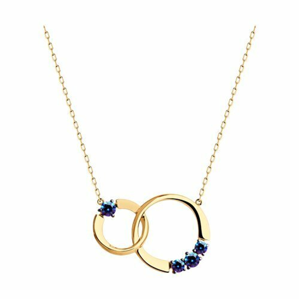 Колье из золота с синими Swarovski Zirconia