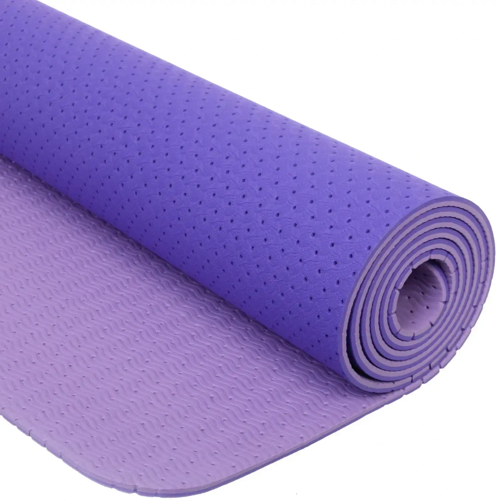 Коврик для йоги 6 мм 183х61 см «Sports time» перфорированный (ТРЕ), сиреневый/фиолетовый