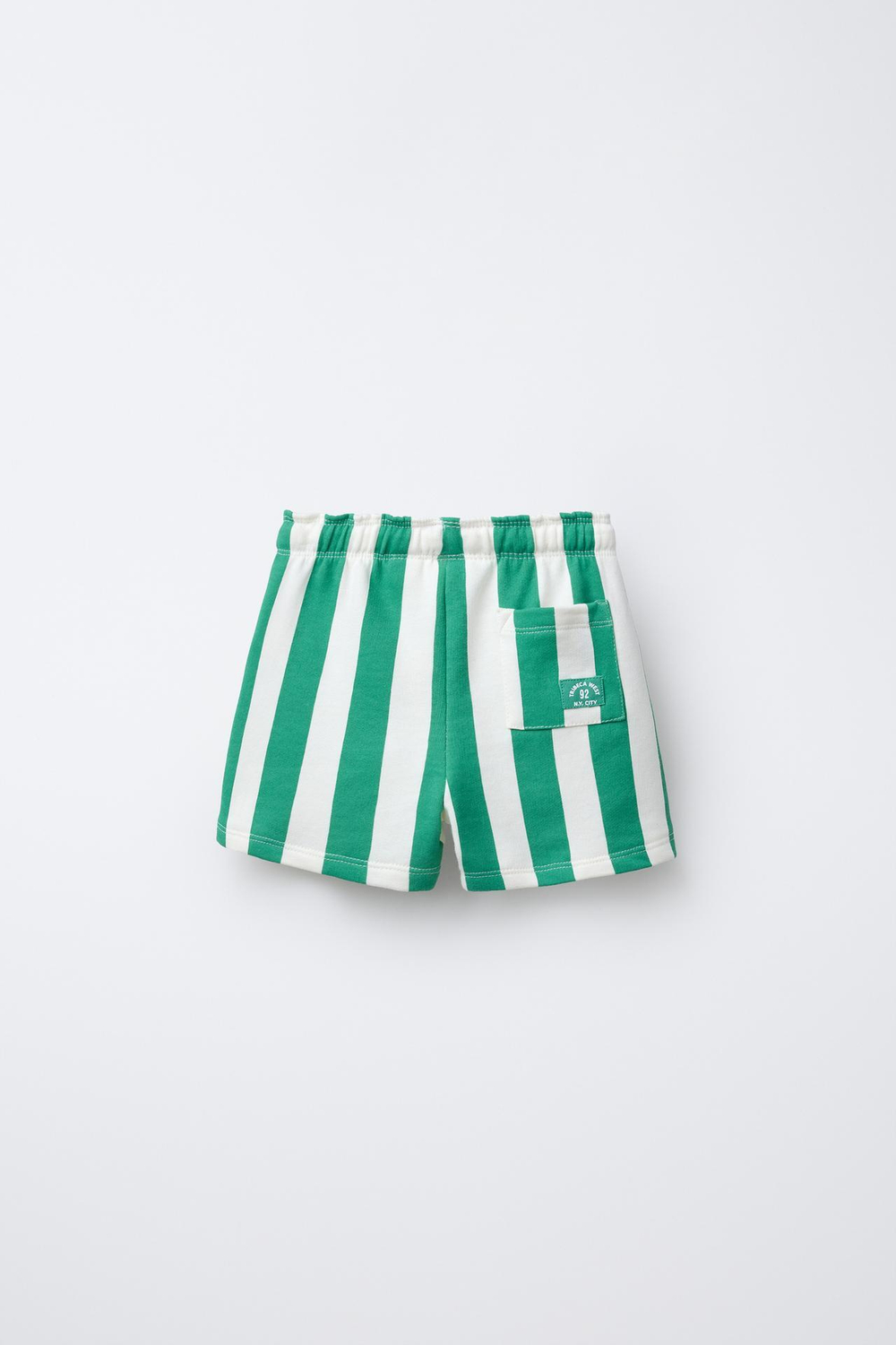 ZARA ПОЛОСАТЫЕ ШОРТЫ ИЗ МЯГКОЙ ТКАНИ, СВЕТЛО-ЗЕЛЕНЫЙ
