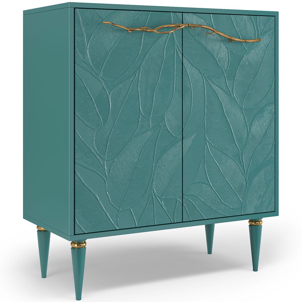 Комод Арт Колор leaves Классик Голд с 2 полками Пастельно-синий