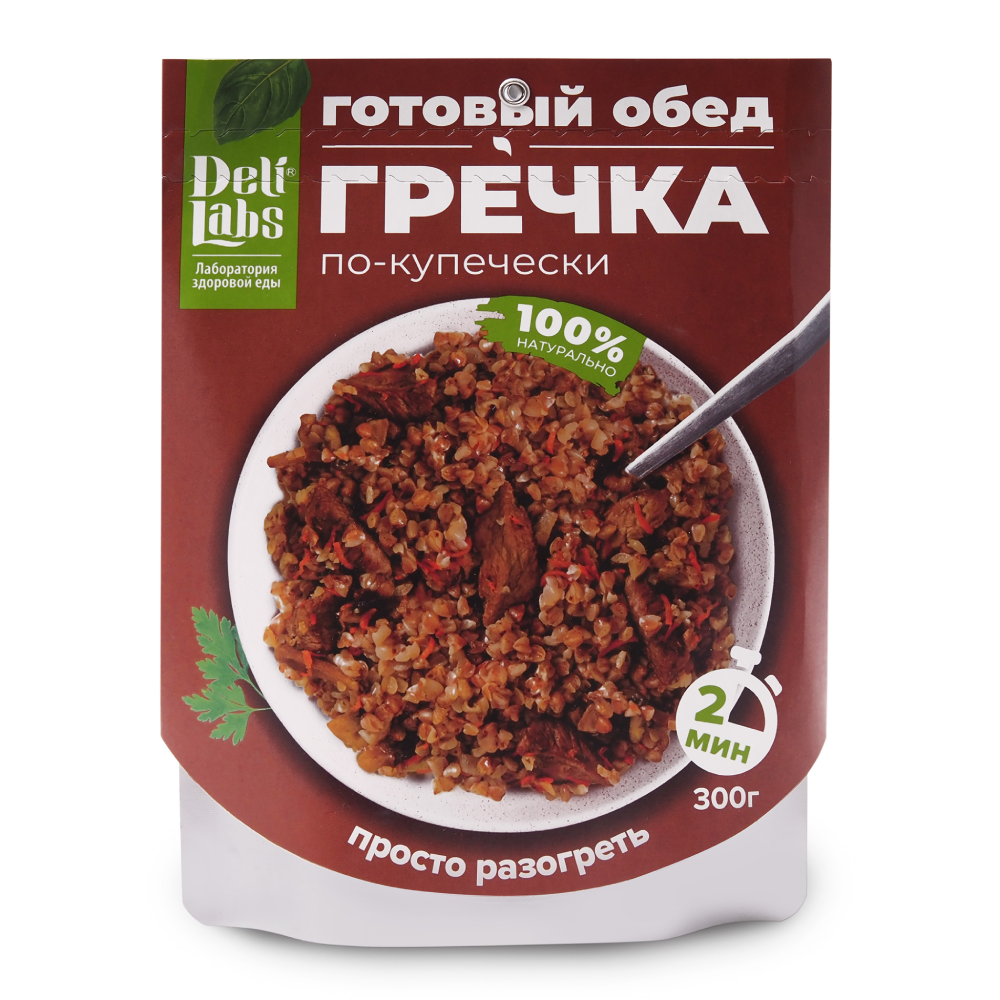 Готовое блюдо Гречка по-купечески пакет 300 г DeliLabs 4шт*300г 1,2кг