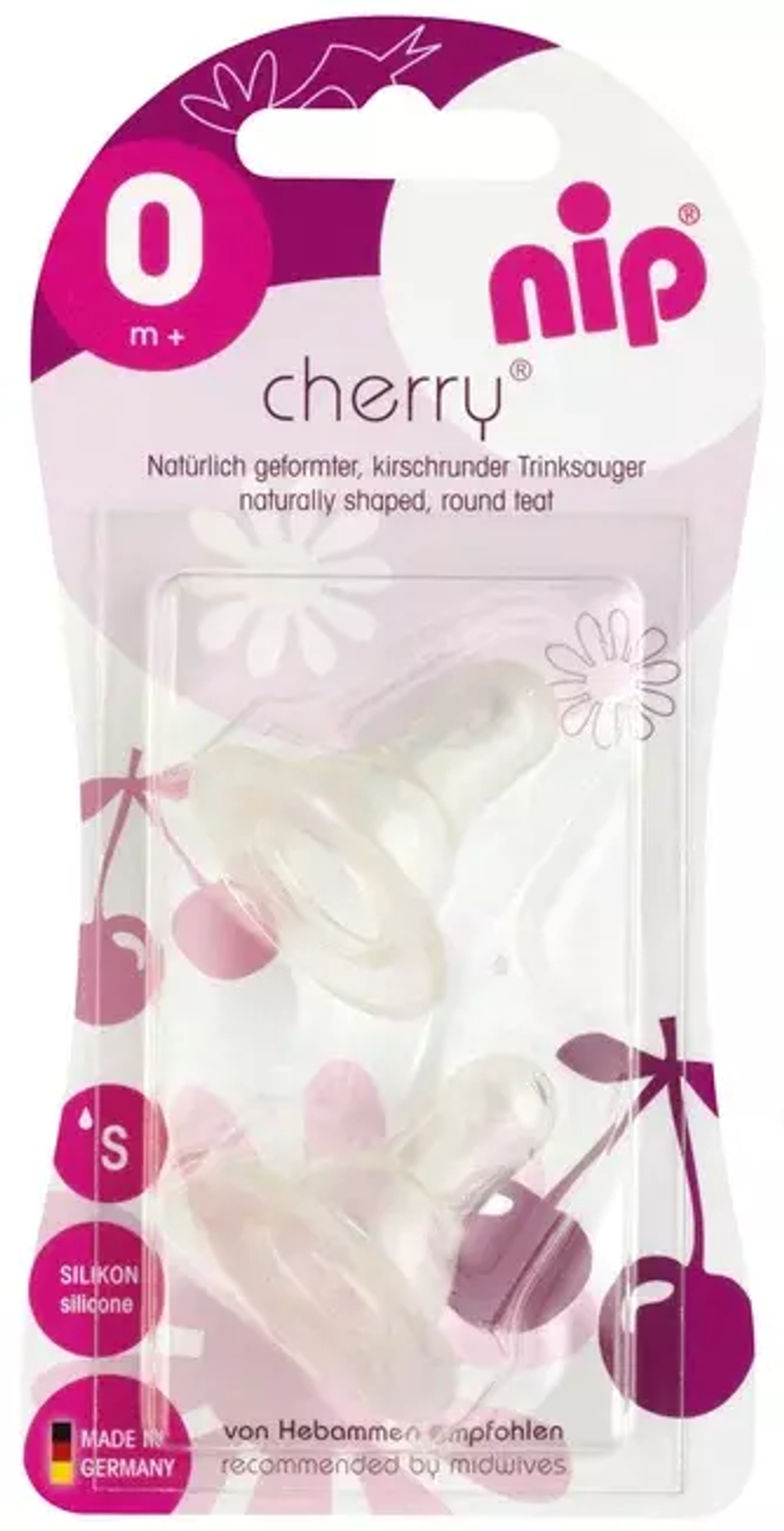 Соска силиконовая для бутылочки NiP "Cherry" S 2 шт. с 0 месяцев