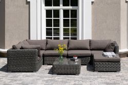 "Лунго" трансформирующаяся лаунж-зона из искусственного ротанга, цвет графит