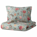 Комплект постельного белья IKEA NASSELKLOCKA (НЭССЕЛЬКЛОККА), Двуспальный, Светло-бирюзовый с рисунком, 240х220, 50х80 см