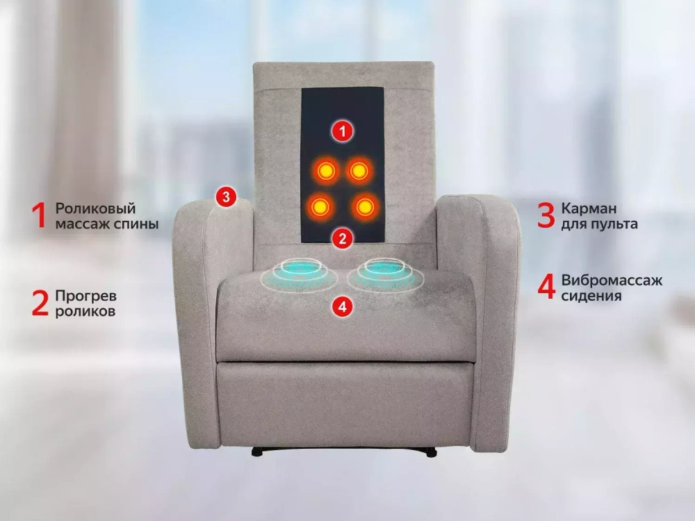 Массажное кресло реклайнер FUJIMO E-COMFORT CHAIR F3005 FEF Грейси (Sakura 9)