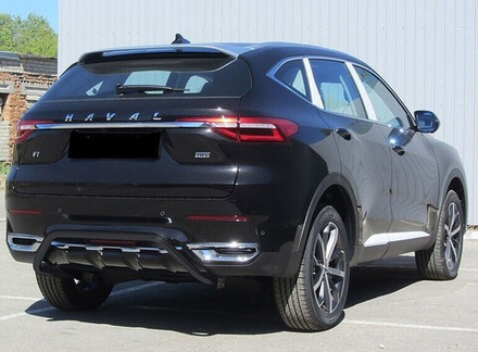 Защита заднего бампера (нержавейка) Haval F7 F7x (2019-2023) d42 скоба (черный)