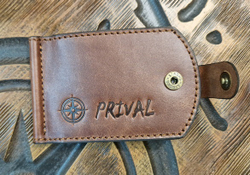 Зажим для купюр PRIVAL (натуральная кожа , ручная работа) цвет  коричневый