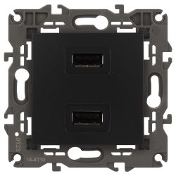 14-4110-05 ЭРА Устройство зарядное USB, 230В/5В-2100мА, IP20, Эра Elegance, антрацит | Elegance Антрацит