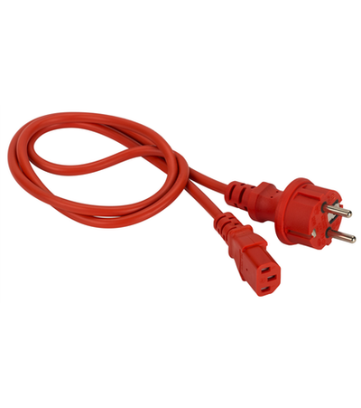 Шнур питания C13-Schuko прямая, 3х0.75, 220В, 10А, красный, 1.5 метра