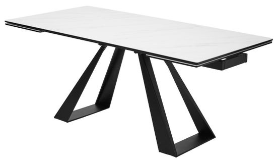 Стол FONDI 180 MARBLES KL-99 Белый мрамор матовый, итальянская керамика/ черный каркас