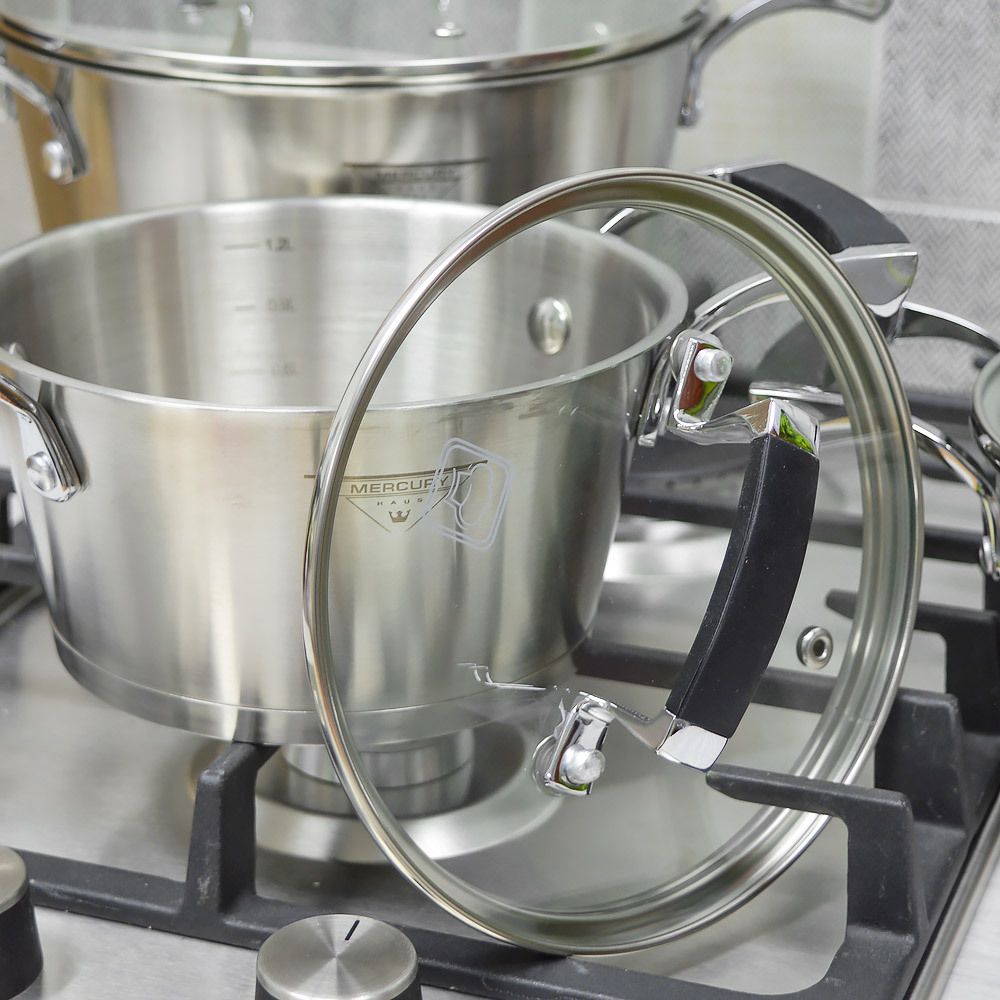 Набор кастрюль 3 предмета (1,4л, 2л, 2,9л) нерж, индукция Turno "MercuryHaus"