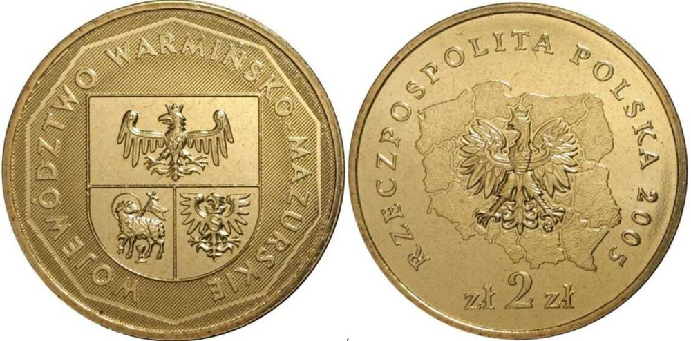 Польша 2 злотых, 2005 Варминско-Мазурское воеводство