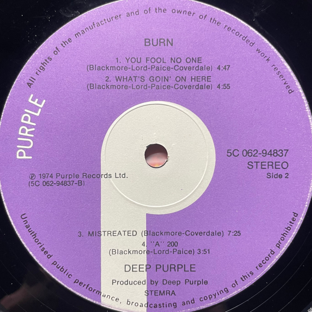 Deep Purple ‎– Burn (Голландия 1974г.)