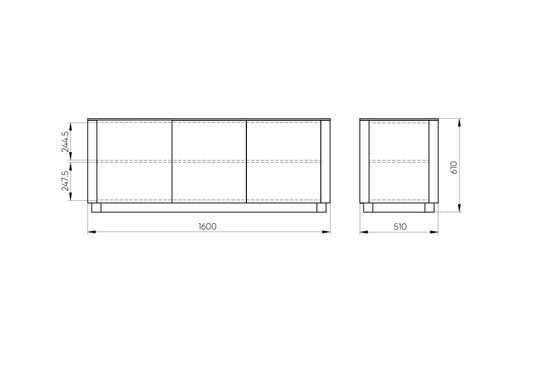 Тумба Tammi 3 двери ширина 160 см (серый)