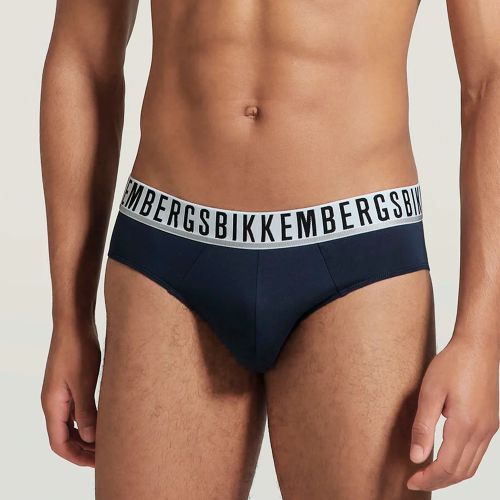 Мужские трусы брифы (белый, темно-синий, черный) набор 3в1 Bikkembergs ESSENTIAL BKK1USP01TR