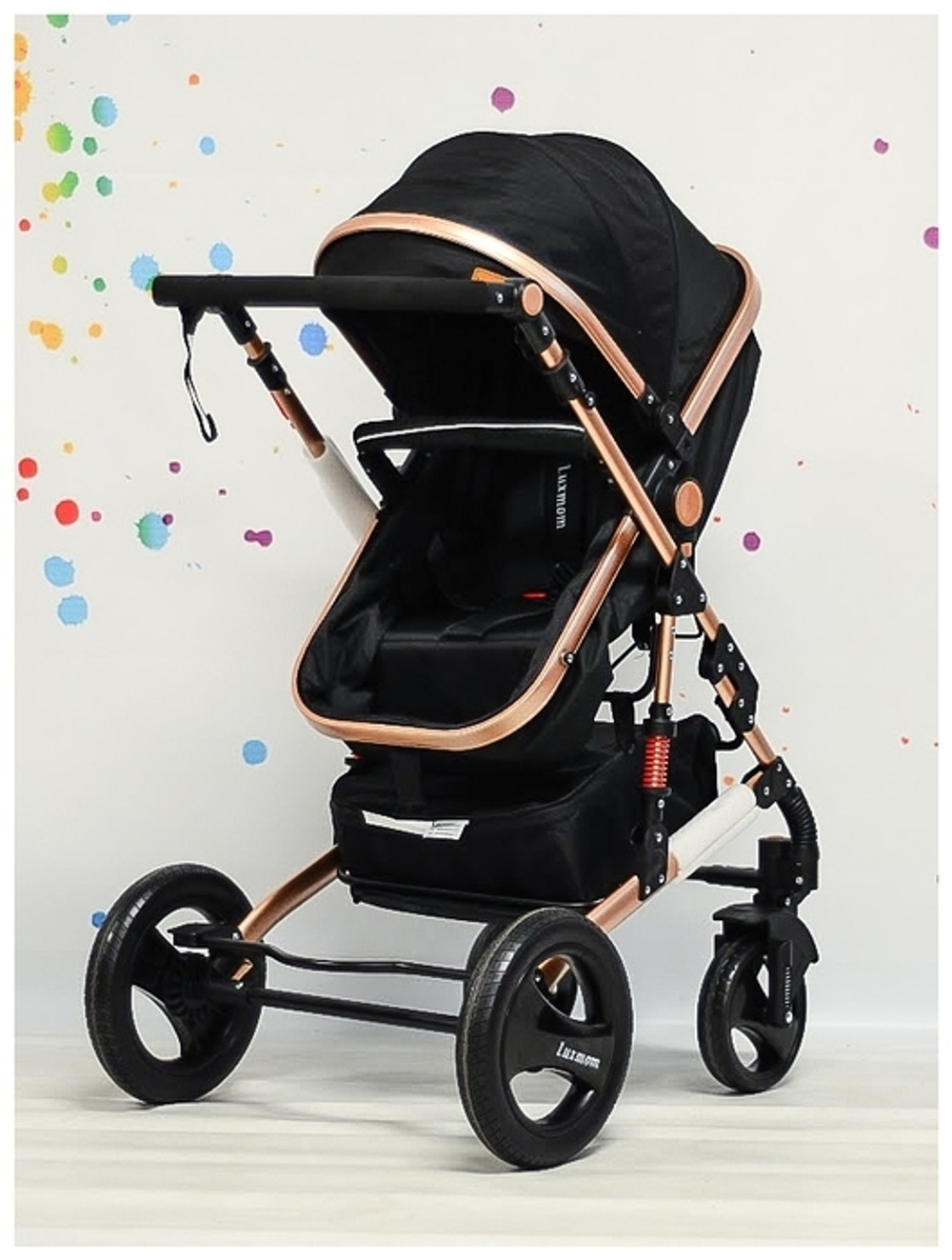 Коляска Belecoo/Luxmom 530-W 2в1 Чёрный текстиль