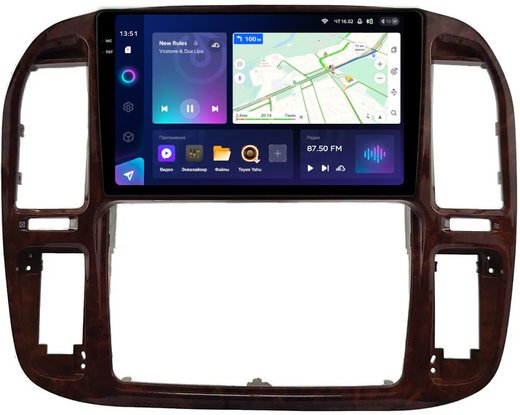 Магнитола для Toyota Land Cruiser 100, Lexus LX470 1998-2002 (кондиционер или климат внизу, рамка дерево) - Teyes CC3-2K монитор 9.5" 2K QLED на Android 10, ТОП процессор, CarPlay, 4G SIM-слот