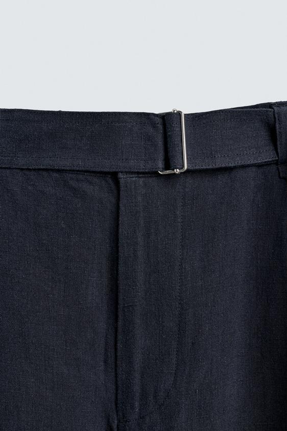 ZARA БРЮКИ СВОБОДНОГО КРОЯ ИЗ 100% ЛЬНА С РЕМНЕМ, МОРСКОЙ СИНИЙ