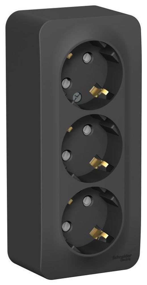 Розетка 3-м ОП Blanca 16А IP20 250В с заземл. защ. шторки с изолир. пластиной антрацит SE BLNRA011316 Розетка 3-м ОП Blanca 16А IP20 250В с заземл. защ. шторки с изолир. пластиной антрацит SE BLNRA011316