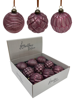 Набор шаров 8см 9шт ChristmasDeLuxe ягодный с блеском