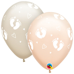 Шар латексный 28см Пяточки детские (Бежевый)