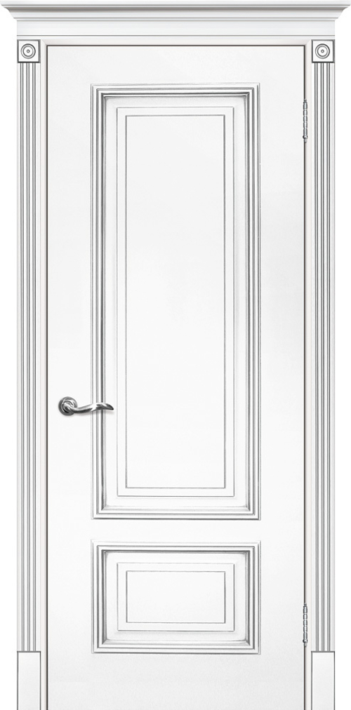 Дверь Смальта 08 / Цвет Белый ral 9003 патина серебро / Двери ТЕКОНА