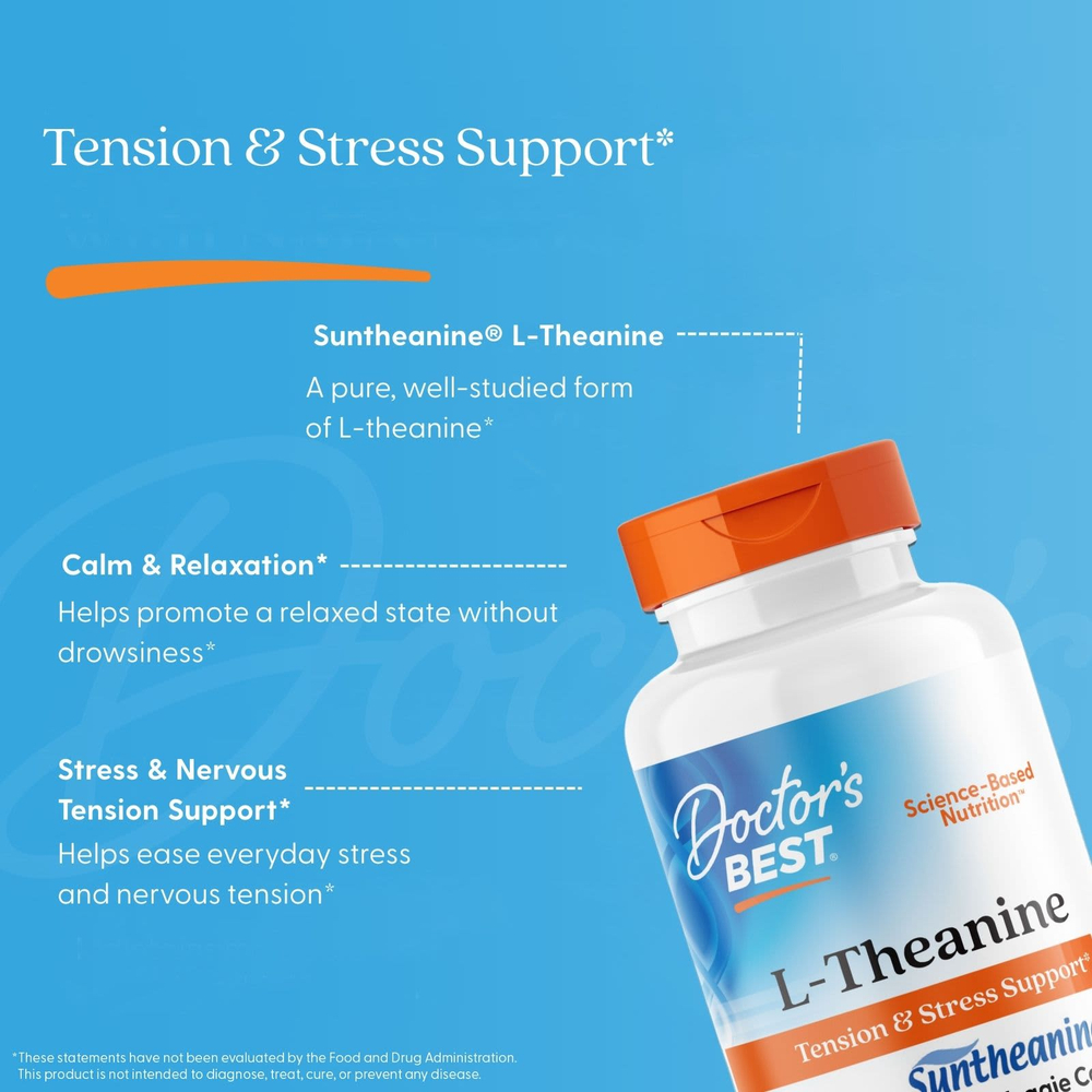 Doctor's Best, L-теанин с Suntheanine, 150 мг, 90 вегетарианских капсул