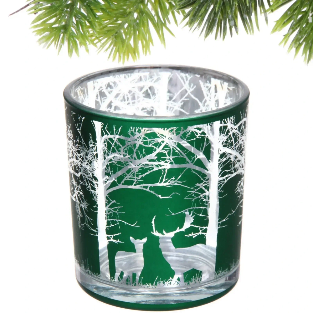 Подсвечник «Зимний лес» 7*7,8 см, Изумруд